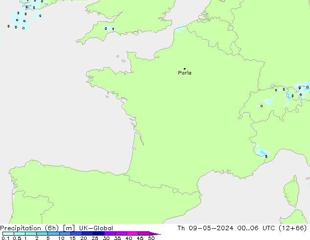Precipitação (6h) UK-Global Qui 09.05.2024 06 UTC
