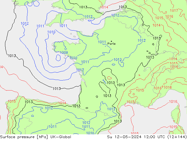 Surface pressure UK-Global Su 12.05.2024 12 UTC