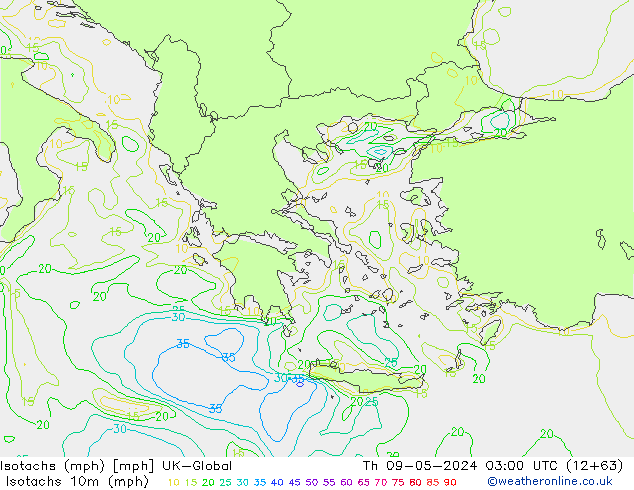 Isotachs (mph) UK-Global jeu 09.05.2024 03 UTC