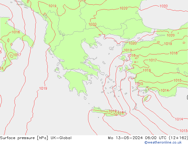 Surface pressure UK-Global Mo 13.05.2024 06 UTC