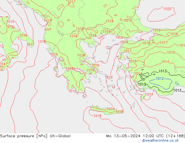 Presión superficial UK-Global lun 13.05.2024 12 UTC