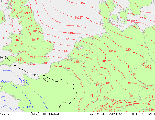 Pressione al suolo UK-Global dom 12.05.2024 06 UTC