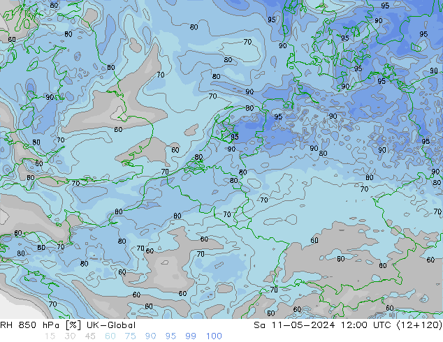 RH 850 hPa UK-Global So 11.05.2024 12 UTC