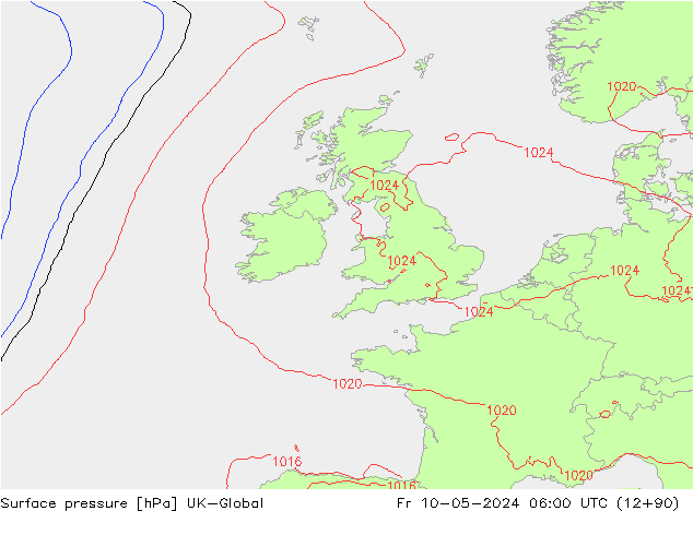 Presión superficial UK-Global vie 10.05.2024 06 UTC
