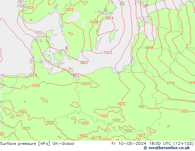 приземное давление UK-Global пт 10.05.2024 18 UTC