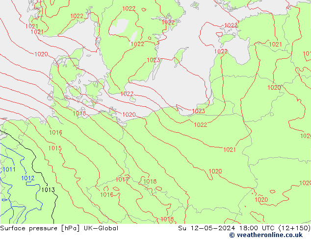 Surface pressure UK-Global Su 12.05.2024 18 UTC