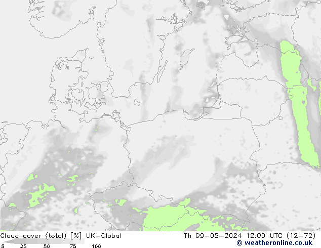 Wolken (gesamt) UK-Global Do 09.05.2024 12 UTC