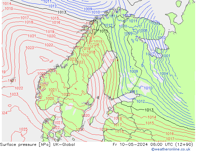 Surface pressure UK-Global Fr 10.05.2024 06 UTC