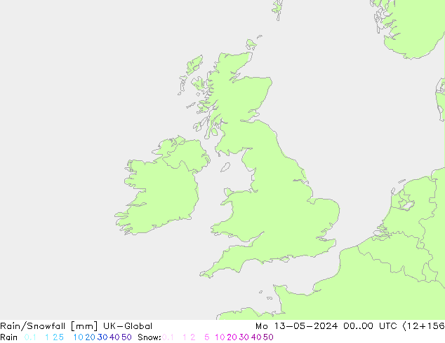 Rain/Snowfall UK-Global lun 13.05.2024 00 UTC