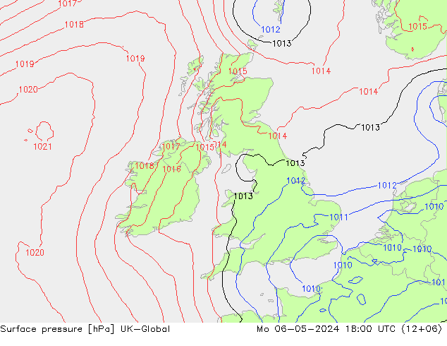 Surface pressure UK-Global Mo 06.05.2024 18 UTC