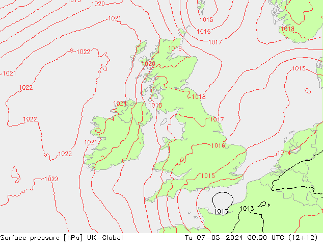 Surface pressure UK-Global Tu 07.05.2024 00 UTC