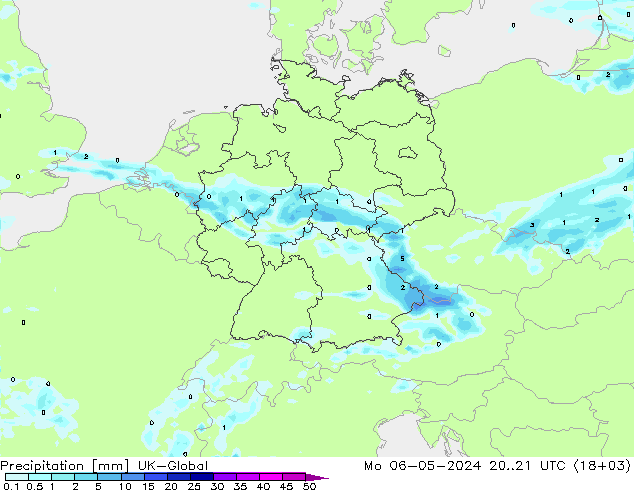 Precipitación UK-Global lun 06.05.2024 21 UTC