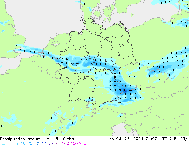 Precipitation accum. UK-Global Mo 06.05.2024 21 UTC