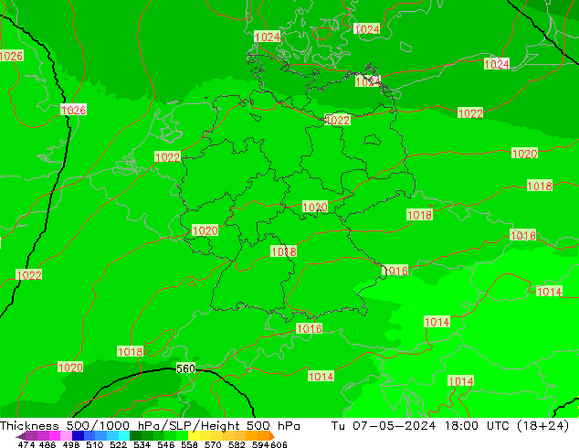 Thck 500-1000гПа UK-Global вт 07.05.2024 18 UTC