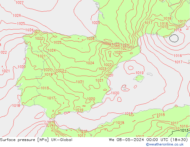 Yer basıncı UK-Global Çar 08.05.2024 00 UTC