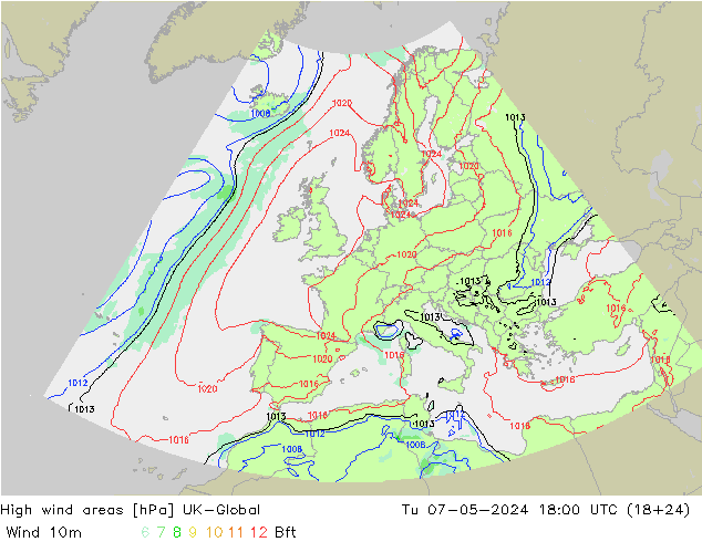 High wind areas UK-Global Tu 07.05.2024 18 UTC