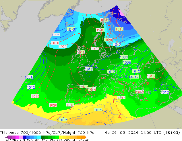 Thck 700-1000 hPa UK-Global Mo 06.05.2024 21 UTC