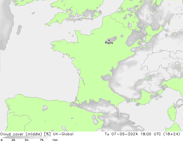 Wolken (mittel) UK-Global Di 07.05.2024 18 UTC