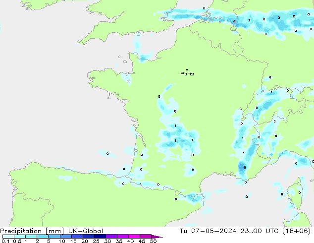 Niederschlag UK-Global Di 07.05.2024 00 UTC