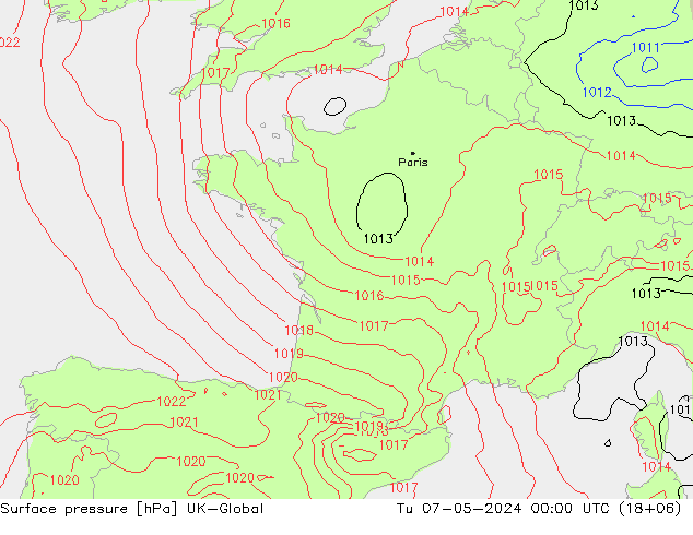 Yer basıncı UK-Global Sa 07.05.2024 00 UTC