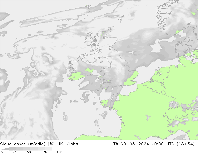 Cloud cover (middle) UK-Global Th 09.05.2024 00 UTC