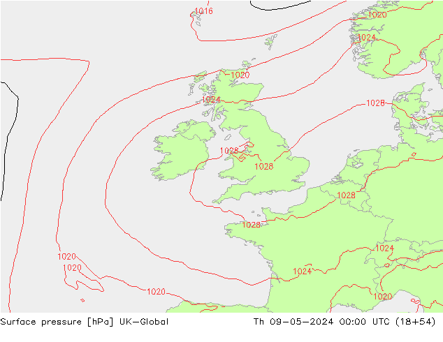 pression de l'air UK-Global jeu 09.05.2024 00 UTC