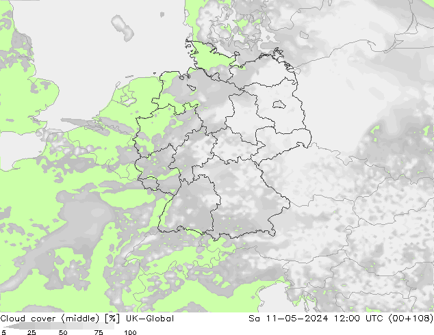 облака (средний) UK-Global сб 11.05.2024 12 UTC