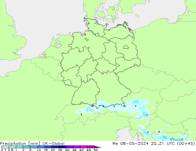 Precipitación UK-Global mié 08.05.2024 21 UTC