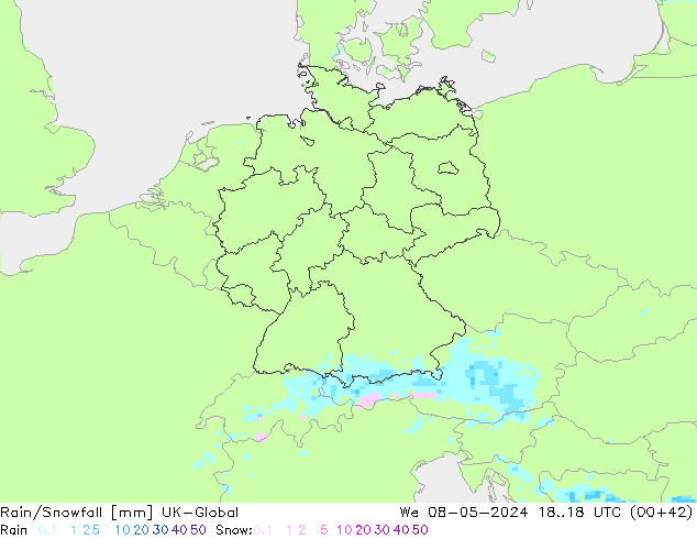 Rain/Snowfall UK-Global Çar 08.05.2024 18 UTC