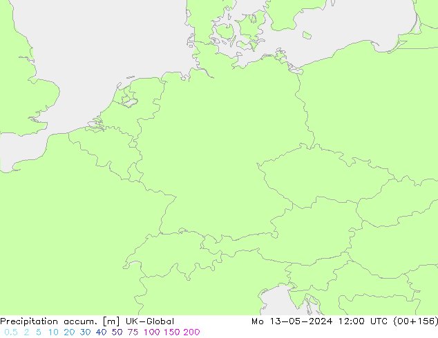 Precipitation accum. UK-Global Seg 13.05.2024 12 UTC