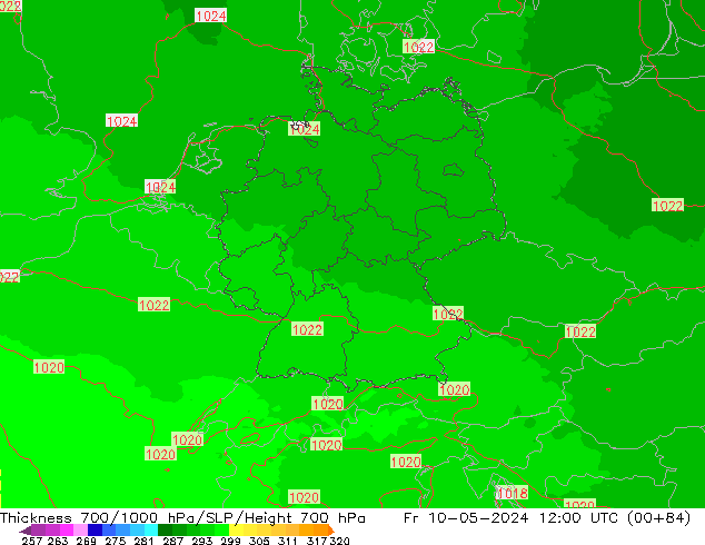 Dikte700-1000 hPa UK-Global vr 10.05.2024 12 UTC