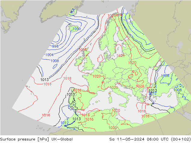 Surface pressure UK-Global Sa 11.05.2024 06 UTC