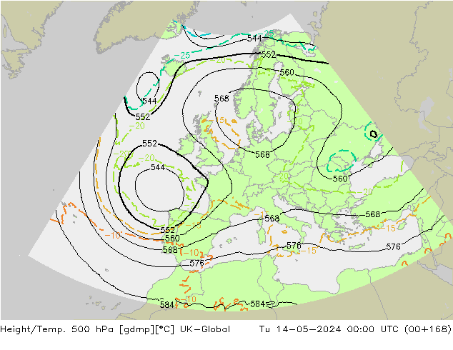 Height/Temp. 500 hPa UK-Global  14.05.2024 00 UTC