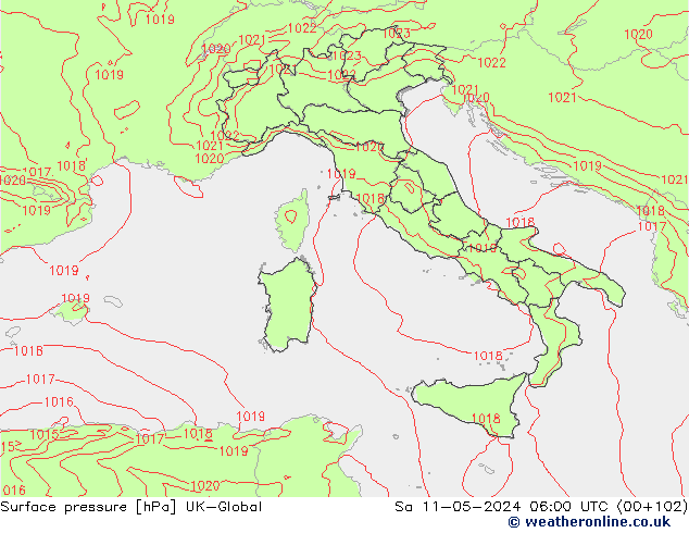 Surface pressure UK-Global Sa 11.05.2024 06 UTC