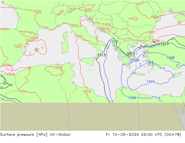 Luchtdruk (Grond) UK-Global vr 10.05.2024 06 UTC