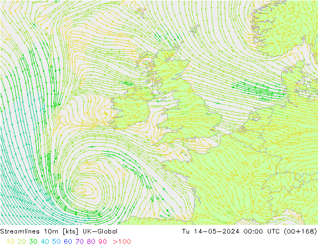 Streamlines 10m UK-Global Tu 14.05.2024 00 UTC