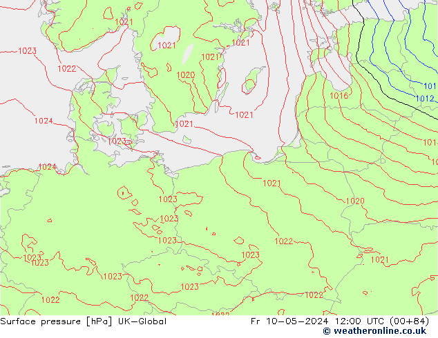 Surface pressure UK-Global Fr 10.05.2024 12 UTC