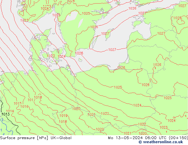 приземное давление UK-Global пн 13.05.2024 06 UTC