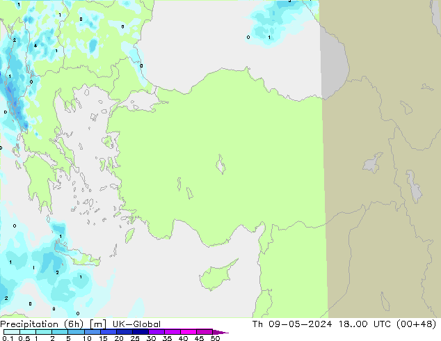 Yağış (6h) UK-Global Per 09.05.2024 00 UTC