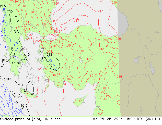 Presión superficial UK-Global mié 08.05.2024 18 UTC