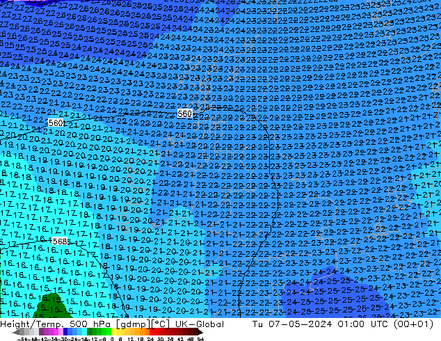 Height/Temp. 500 hPa UK-Global mar 07.05.2024 01 UTC