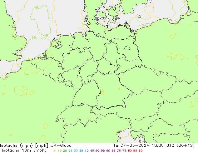 Isotachen (mph) UK-Global Di 07.05.2024 18 UTC