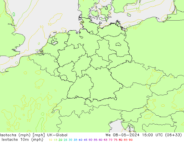 Isotachs (mph) UK-Global ср 08.05.2024 15 UTC