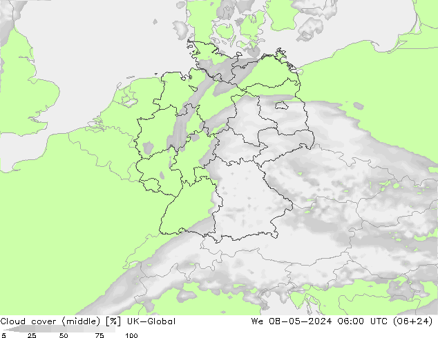 Cloud cover (middle) UK-Global We 08.05.2024 06 UTC