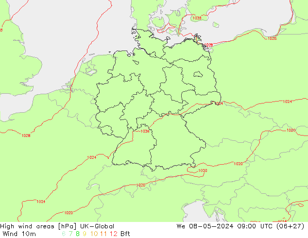 High wind areas UK-Global ср 08.05.2024 09 UTC