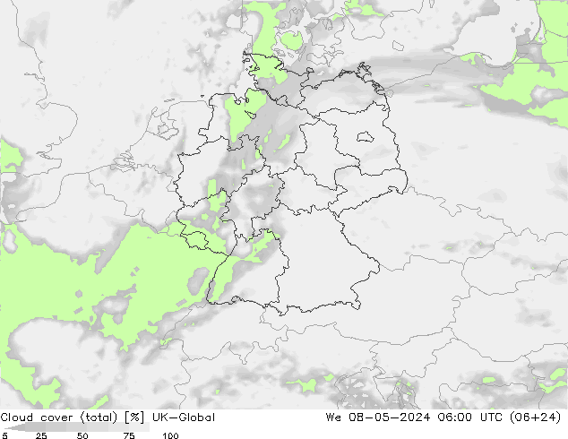 Wolken (gesamt) UK-Global Mi 08.05.2024 06 UTC