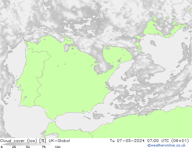 Nubes bajas UK-Global mar 07.05.2024 07 UTC