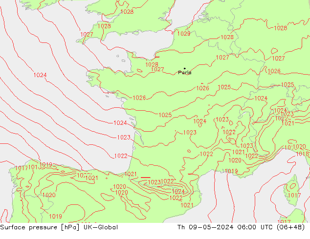 Luchtdruk (Grond) UK-Global do 09.05.2024 06 UTC