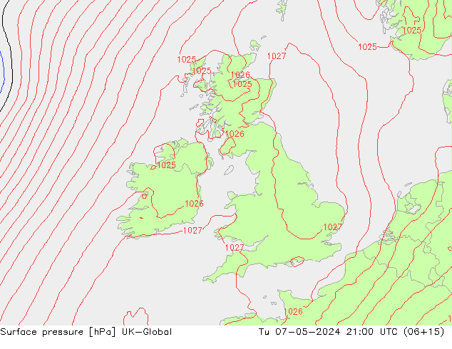 Presión superficial UK-Global mar 07.05.2024 21 UTC