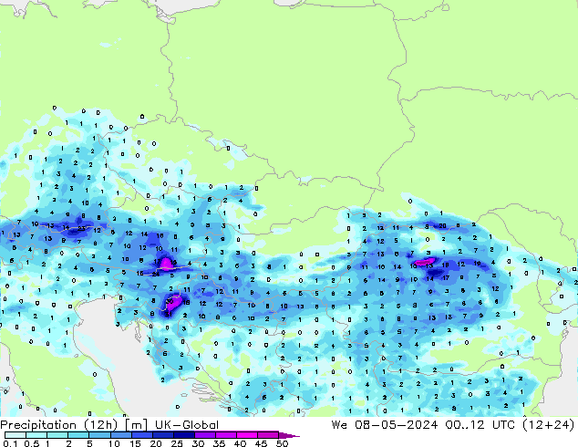 Precipitation (12h) UK-Global We 08.05.2024 12 UTC